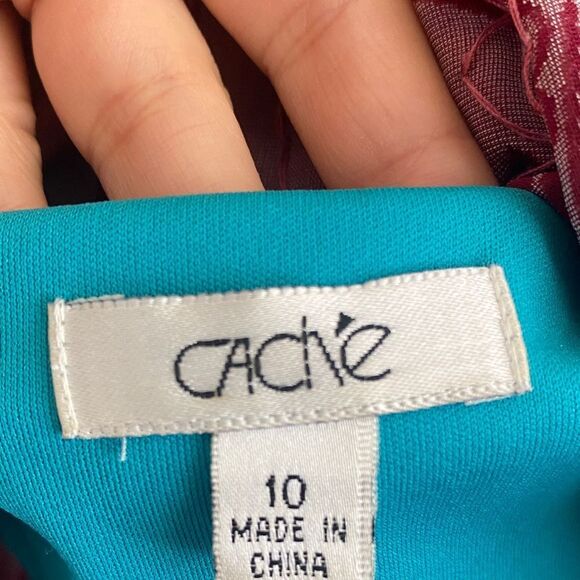 Y2K Caché Peacock Pattern Silk Beaded Halter Top - Picture 2 of 9